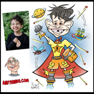 andyhinks.com andy hinks caricature illustration drawing andrew hinks Eumundi Markets super hero