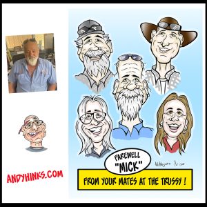 caricature illustration drawing andrew hinks Exmouth Markets Western Australia