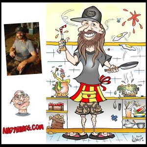 caricature illustration drawing andrew andy hinks Exmouth Markets Western Australia andyhinks.com